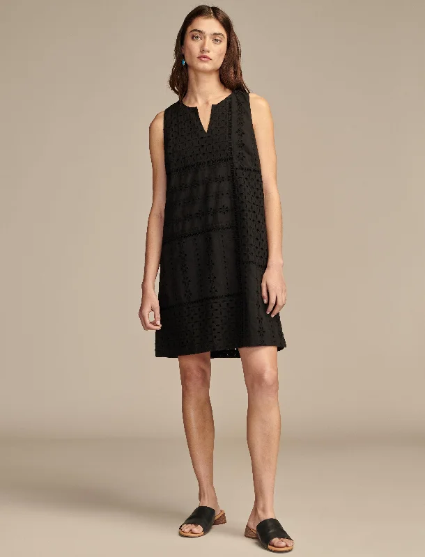 New Markdowns Lucky Brand Women's Eyelet Mix Shift Mini Dress