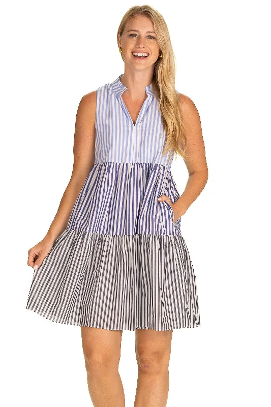 Midnight Sale The Annika Dress in Blue Ombre Stripe