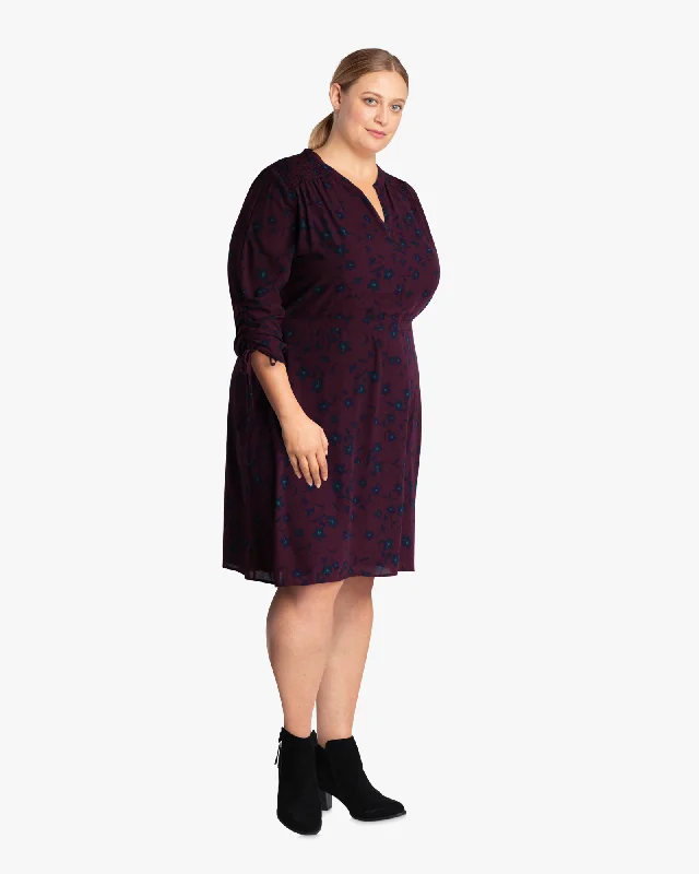 Inventory Reduction Keene Ruched Sleeve Dress | Purple / Navy