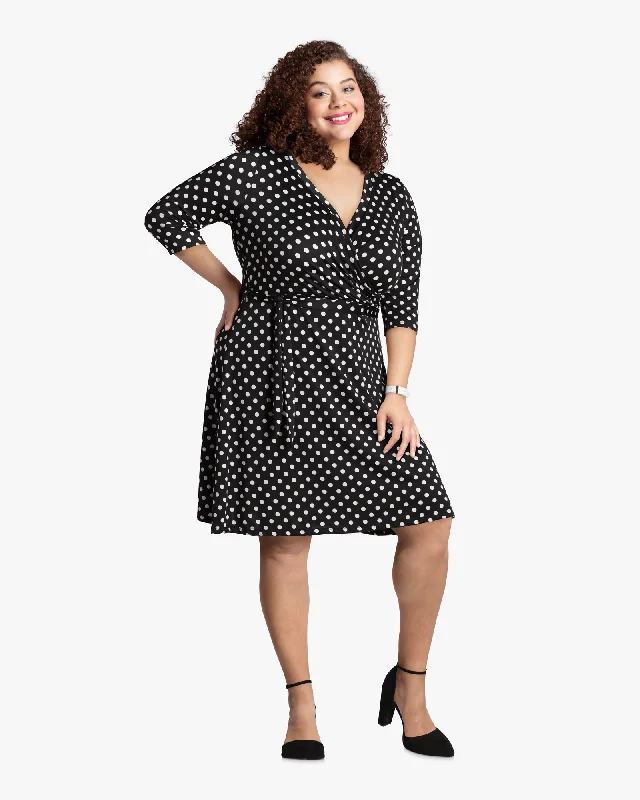 Closeout Orlando Faux Wrap Dress | Black / Ivory