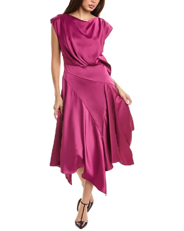 Exclusive Savings Theia Isla Satin Draped Midi Dress