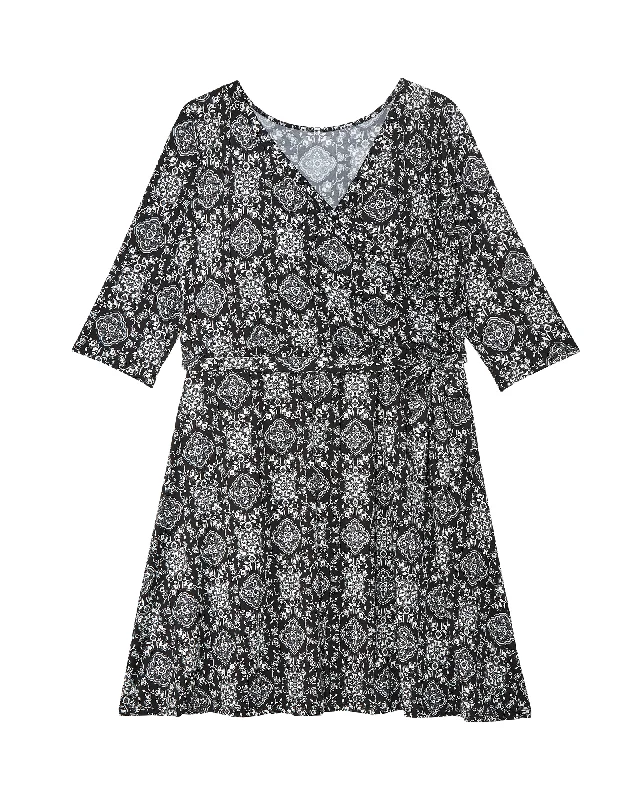 Best Bargains Orlando Faux Wrap Dress | Black / Ivory