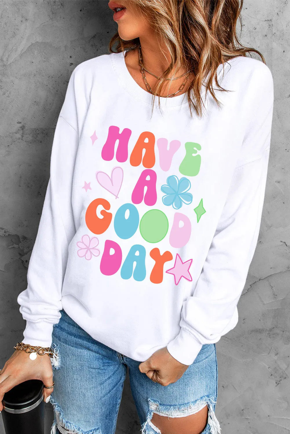 Must-Have Deals HAVE A GOOD DAY Long Sleeve Women's Graphic Sweatshirt