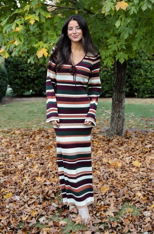 Great Deals Comforting Cuteness Multi Striped Knit Maxi Dress
