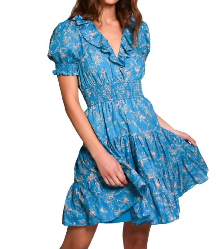 Instant Discount Gentry Dress In Scuba Blue Delicate Garden 119C