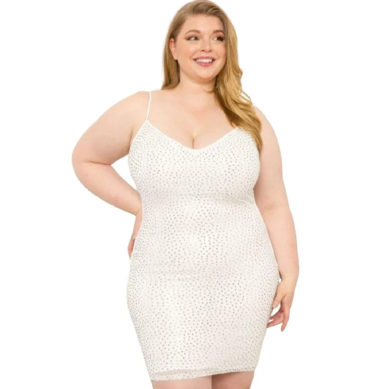 New Markdowns Rhinestone Body Plus Size Mini Dress