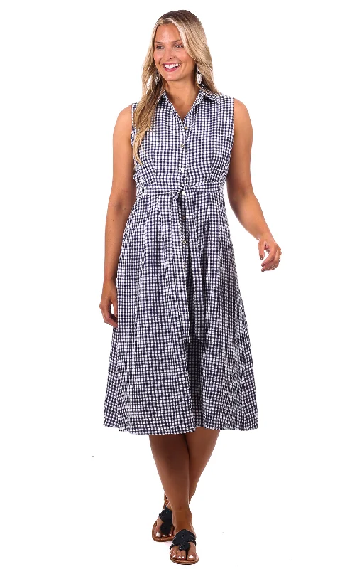 Lowest Prices Shiloh Dress in Navy Textured Gingham