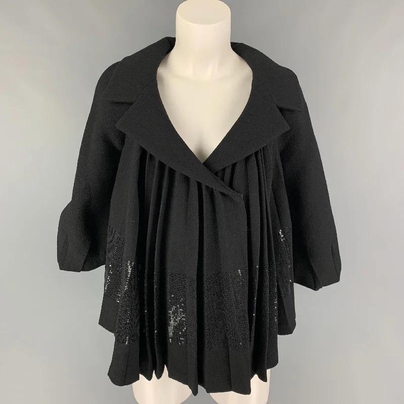 Clearance Sale GIAMBATTISTA VALLI Size XS Black Virgin Wool Pleated Jacket