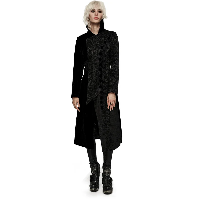 TIME-Limited Offer Jacquard Velvet Gothic Coat with Asymmetric Collar