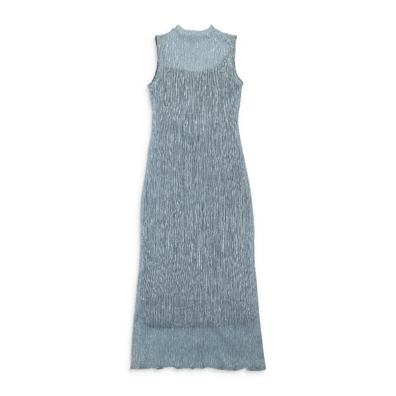 Super Bargain CALLIPYGIAN PLEATED LUREX LIGHT?BLUE TANK DRESS