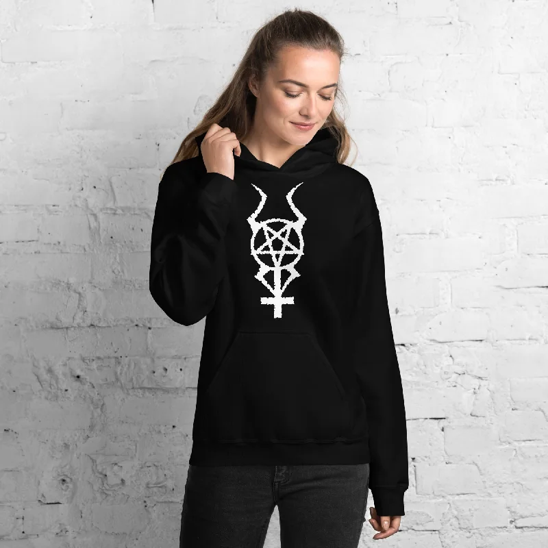 Price Reduction White Horned Pentacross Ritual Pentagram Cross Unisex Hoodie Sweatshirt