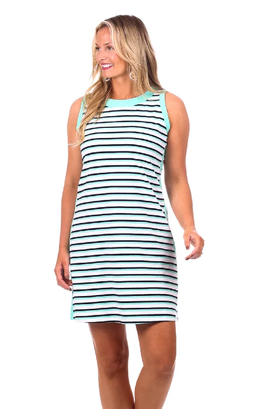 Special Buy Claire Shift Dress in Navy & Aqua Stripe