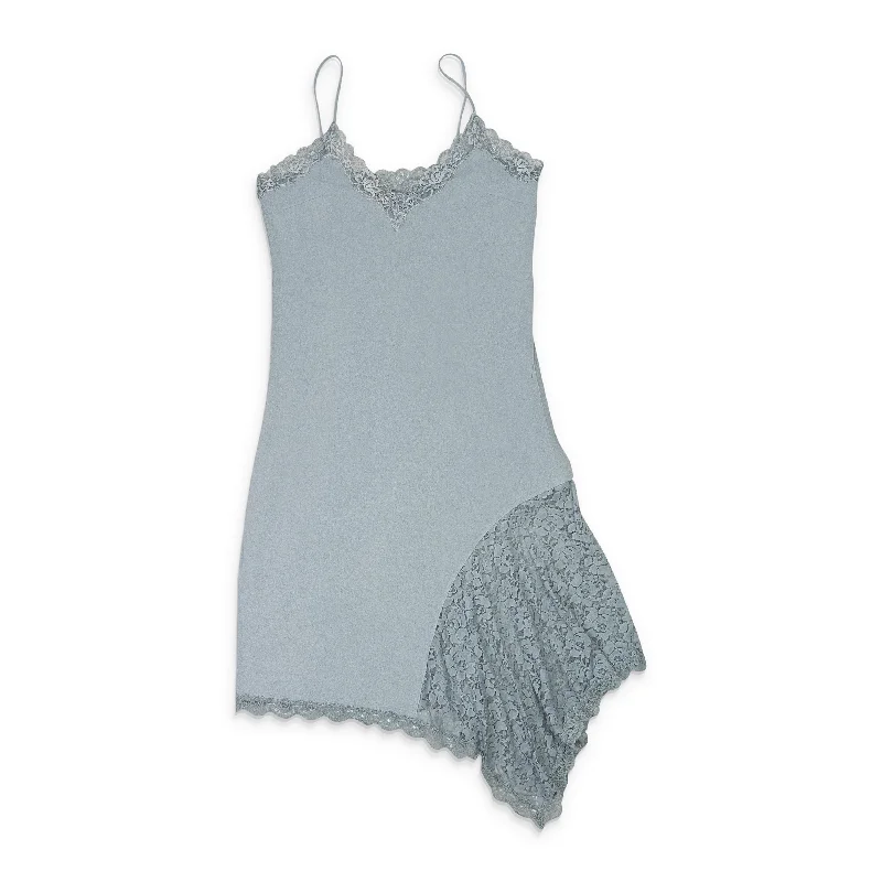 Special Price CALLIPYGIAN FAUX SUEDE BLUE SLIP DRESS