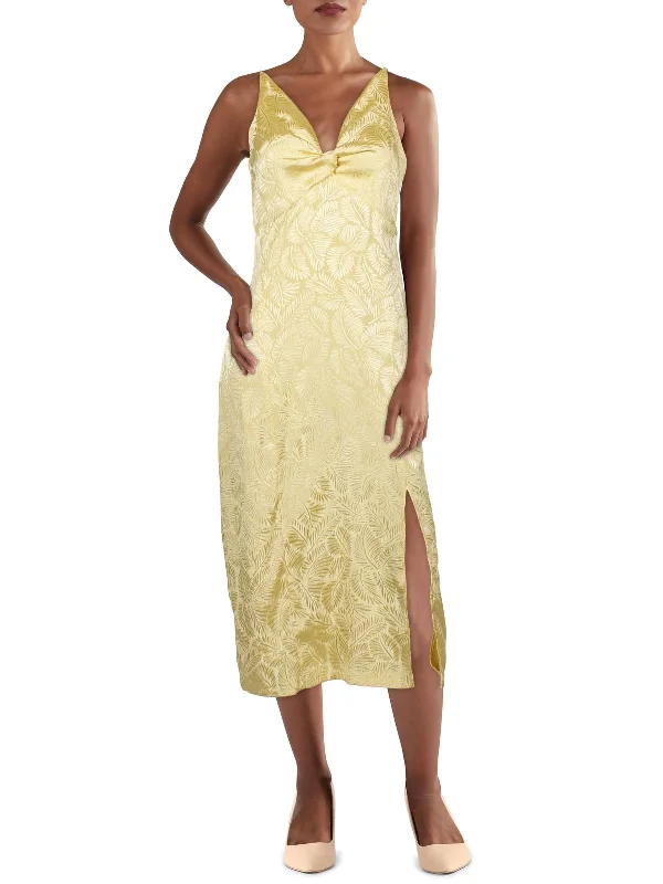 Can't Be Beat Glenda Womens Jacquard V-Neck Midi Dress