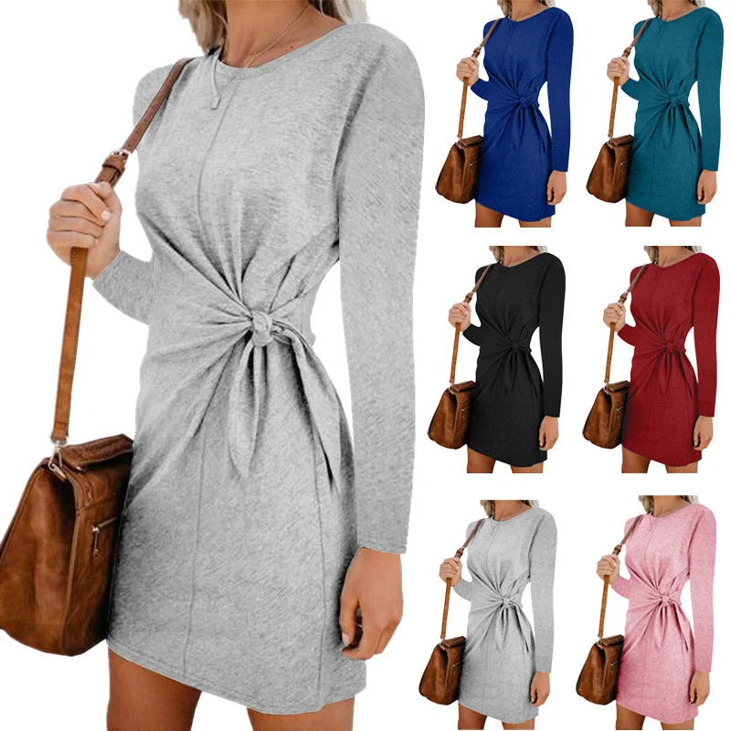 Big Discounts Long Sleeve Bodycon O Neck Loose Dress