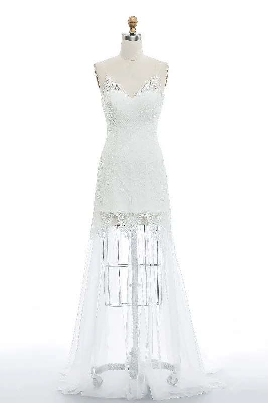 Today's Special Spaghetti Straps Lace Fit and Flare Elopement Bridal Dress