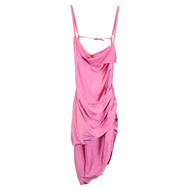 Exclusive Online Offer Jacquemus Mini Le Splash Draped Asymmetric Dress in Pink Viscose