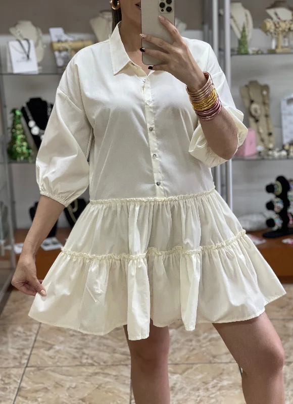 Limited Stock Cream Tiered Dress