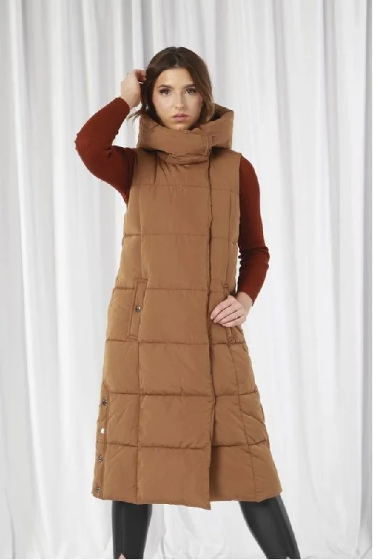 Doorbuster Deal Double Second Camel Long Lux Wrap Gilet Puffer