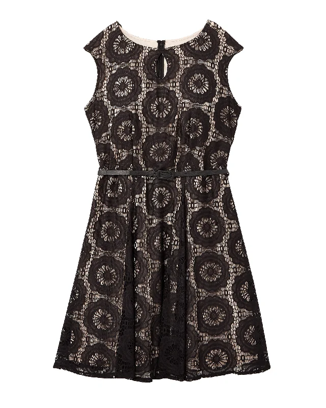 Fantastic Deals Lucy Lace Fit and Flare Dress | Black / Tan