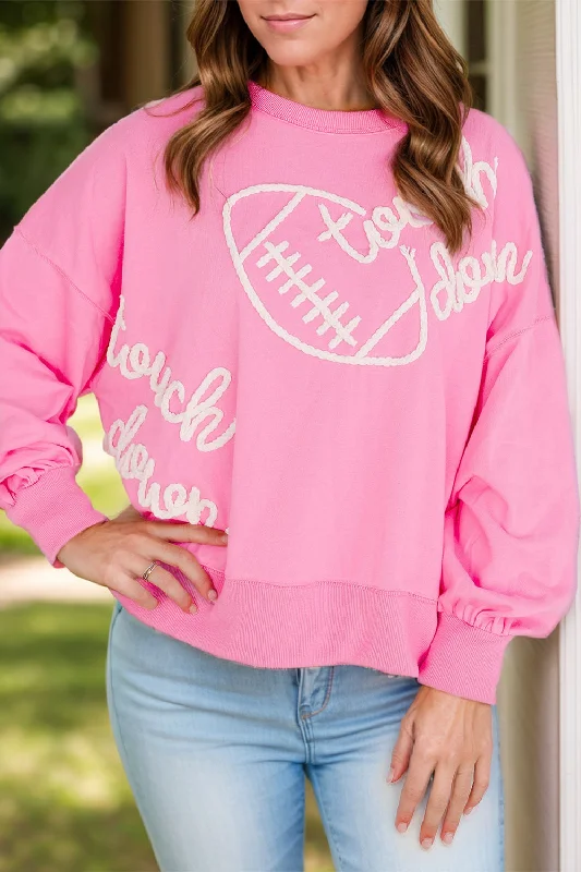 Deal Dash Football & Letter Round Neck Long Sleeve Sweatshirt