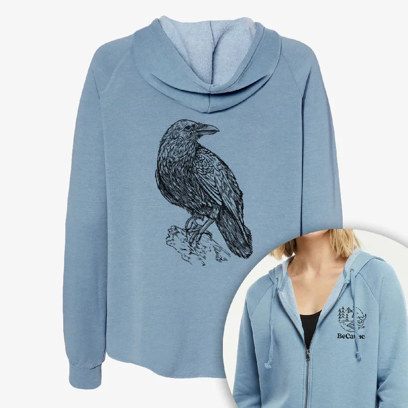 Clearance Sale Common Raven - Corvus corax - Women's Cali Wave Zip-Up Sweatshirt