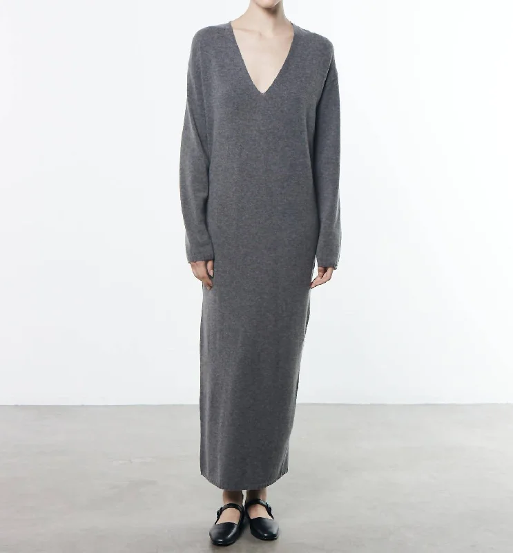 Don't Wait Coccoon Sweater Dress In Heather Grey