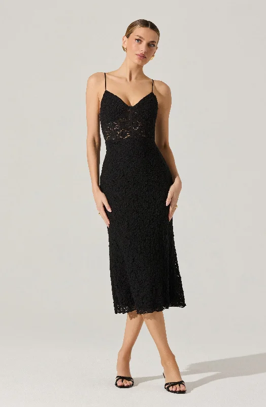 New Arrival Floral Lace Knit Midi Dress