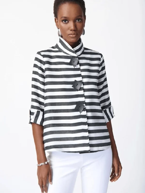 New Deals Joseph Ribkoff Striped Jacquard Trapeze Jacket 241253 Col 511