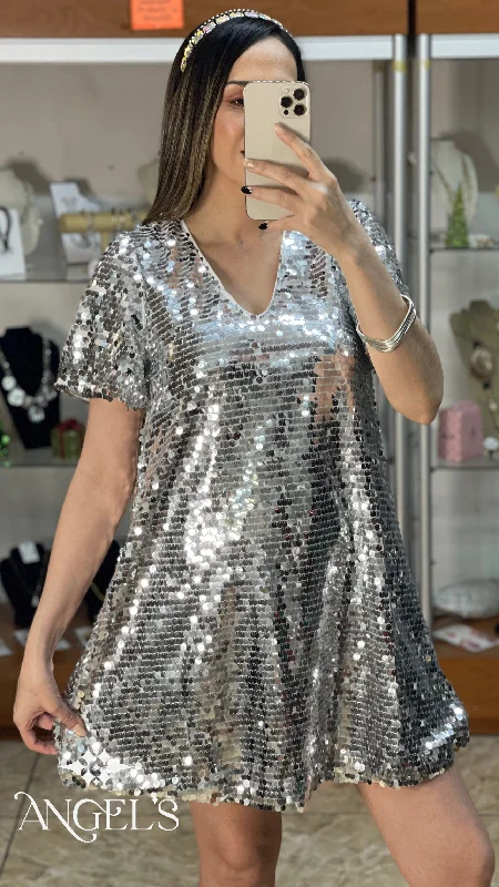 Reduced Prices Silver Sequins Dress