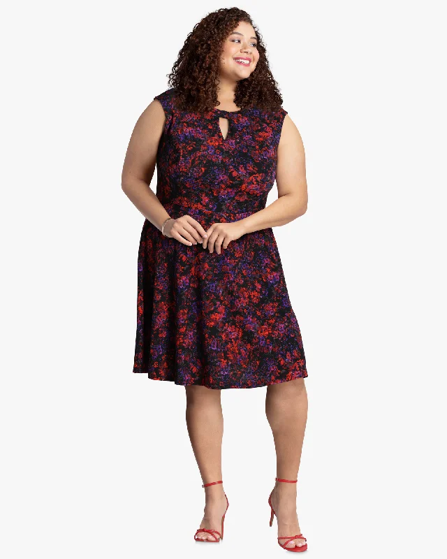 Price Reduction Senna Cap Sleeve Fit & Flare Dress | Purple / Black