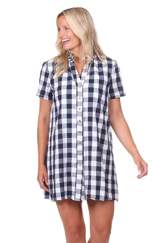 Deal Mania Alana Dress in Navy Gingham