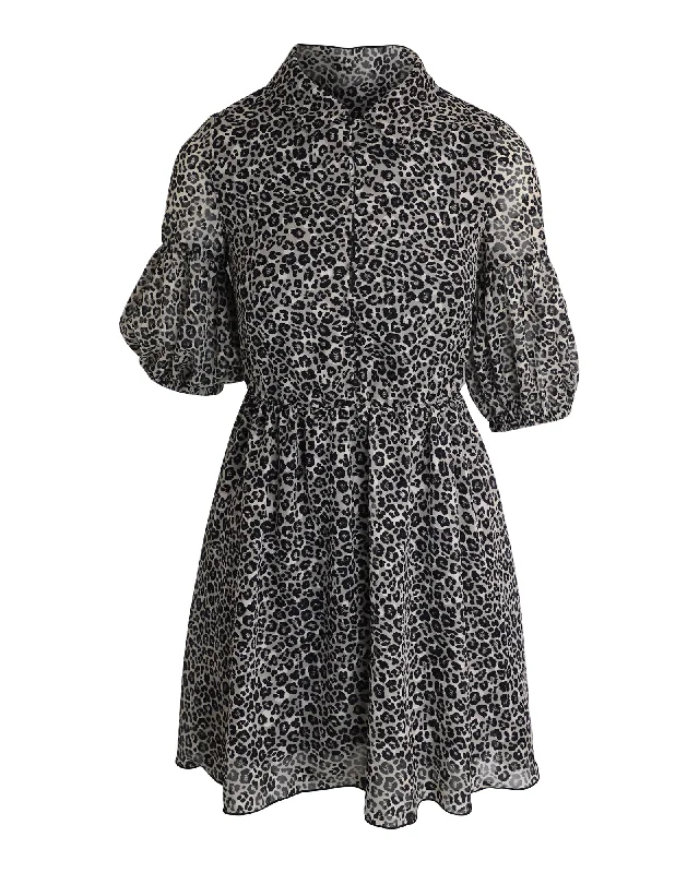 Buy Now Pinko Puff Sleeve Mini Dress in Animal Print Polyester