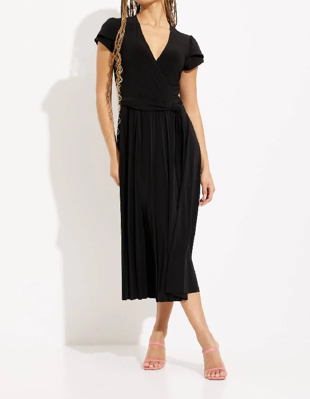 Reduced Prices Knit Wrap Dress In Black