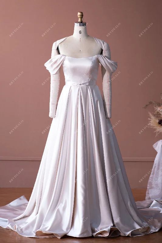 Savings Alert Elegant Off Shoulder Satin A-line Wedding Dress