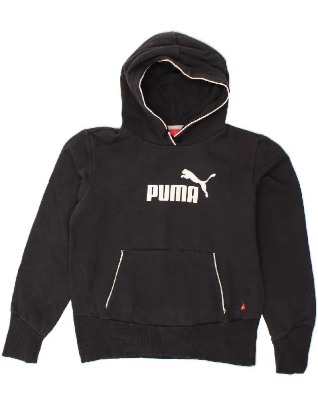 Special Promotion PUMA Womens Graphic Hoodie Jumper UK 10 Small  Black Cotton