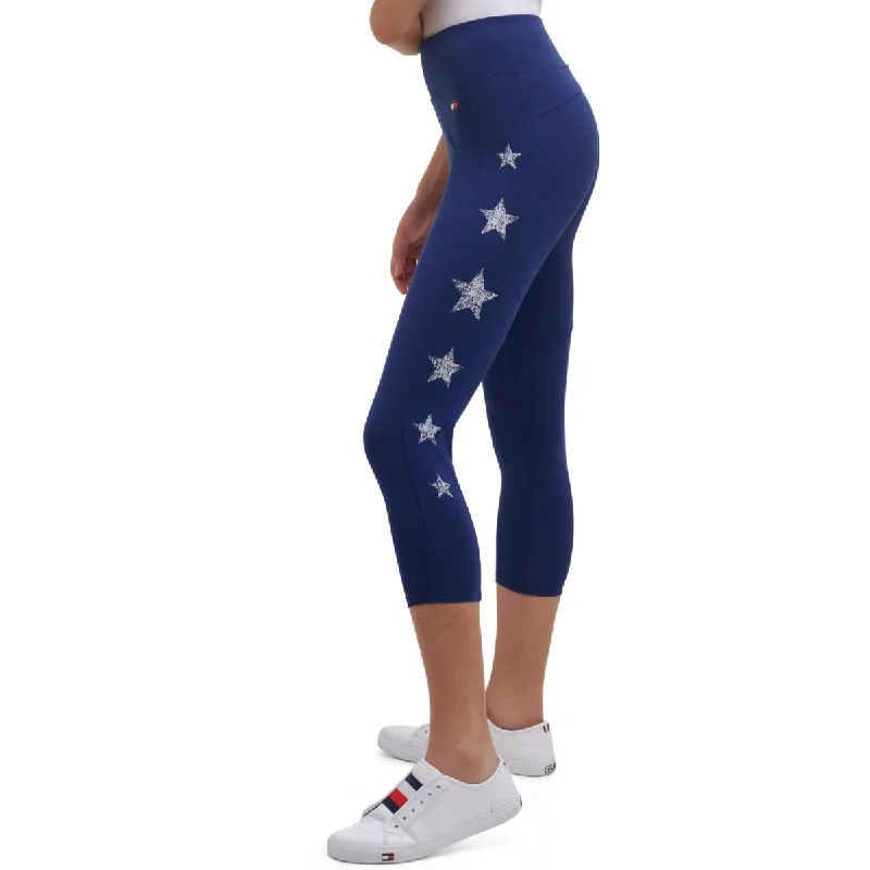 Last Chance Tommy Hilfiger Sport Womens Star Print Printed Cropped Athletic Leggings
