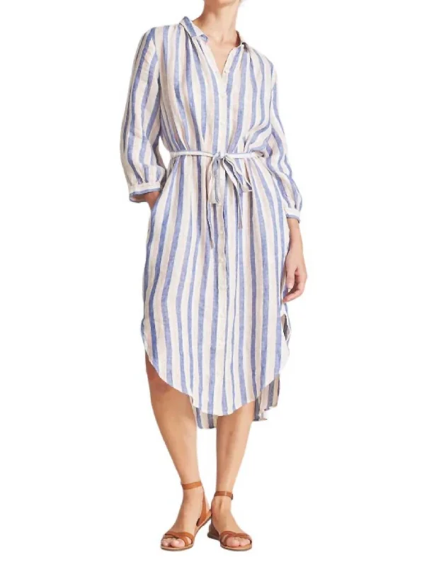 Time-Limited Offer Joni Striped Midi Dress In Azul Stripe