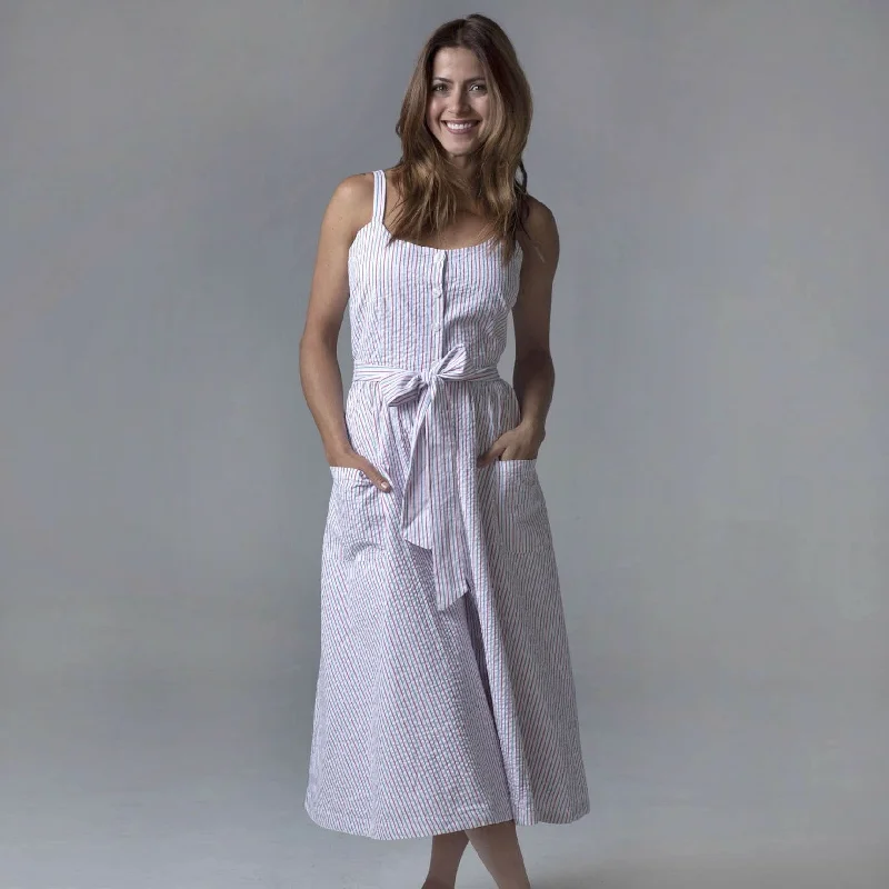 Weekend Flash Sale Button Front Midi Dress with Pockets