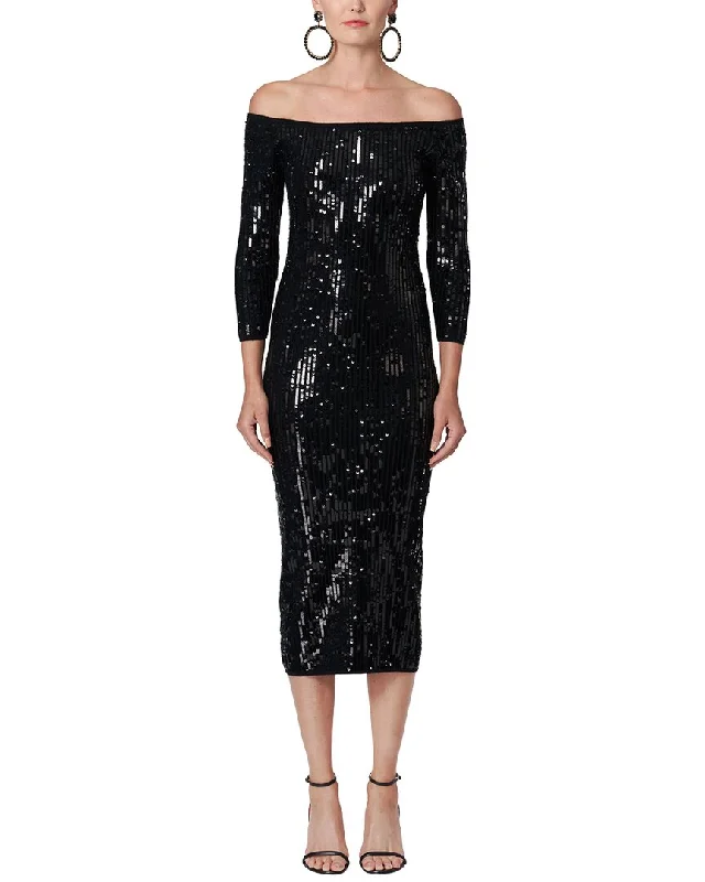 Sale Event Carolina Herrera Off-The-Shoulder Wool-Blend Column Dress
