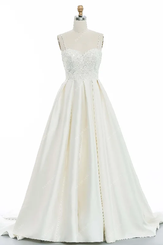 Big Discounts Simple Beaded Lace Puffy A-line Wedding Dress