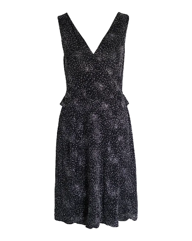 Online Only Armani Collezioni Sleeveless V-Neck Midi Dress in Black Polyamide