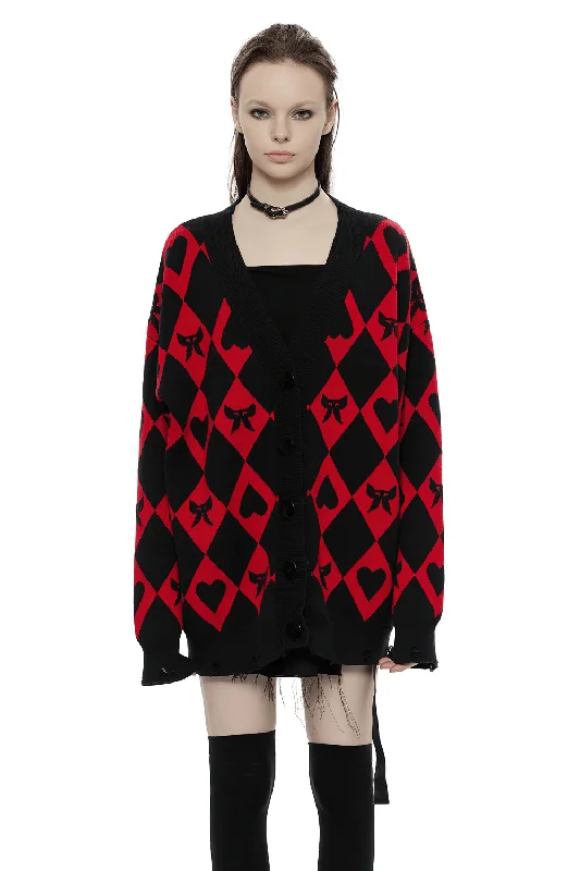 Discount Deals Original Diamond Weave Pattern Knit Cardigan With Buttons