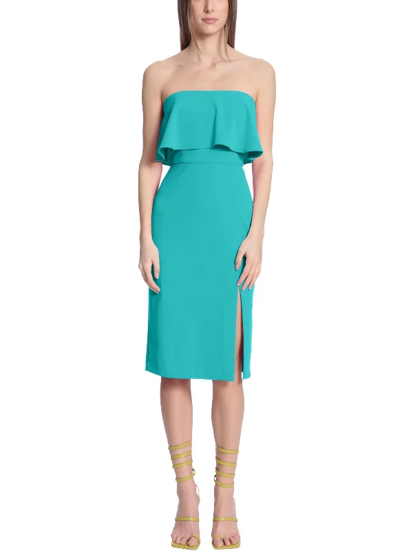 Extra Savings Womens Strapless Slit Midi Dress