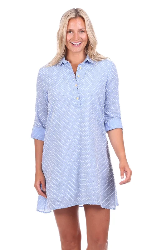 Super Savings Keys Dress in Blue Textured Dot