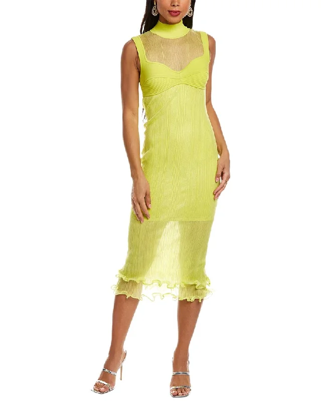 Exclusive Deal Hervé Léger Sheer Layered Midi Dress