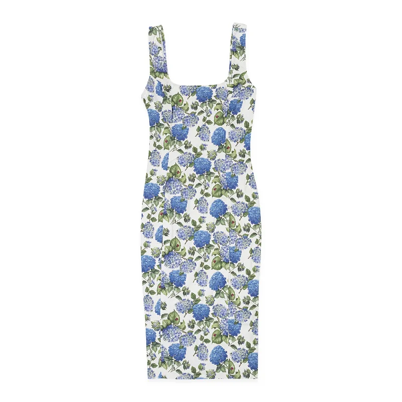 Extra Savings CALLIPYGIAN FLORAL U-NECK PENCIL BLUE SUN DRESS