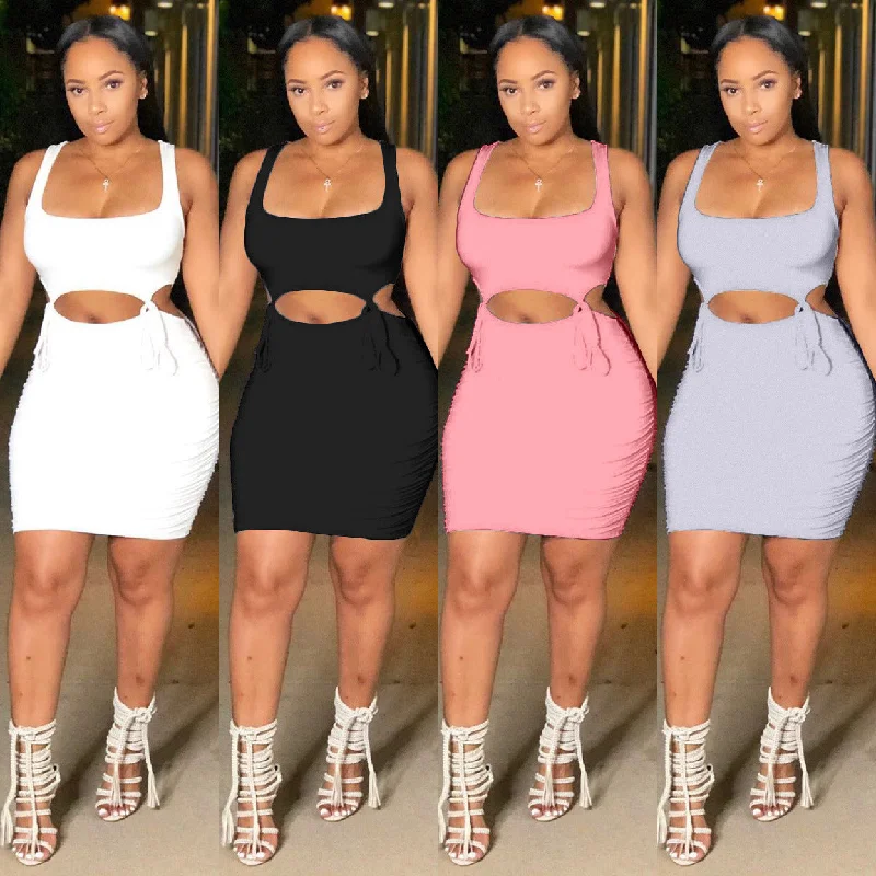 Crazy Deals Spaghetti Strap Cutout Wrap Bodycon Dress