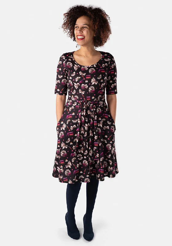 Super Deal Cecilia Reading Book & Tea Print Dress