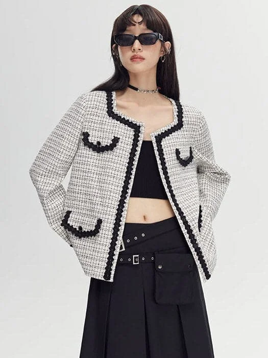 Price Drop Small Square Collar Tweed Fragrance Jacket